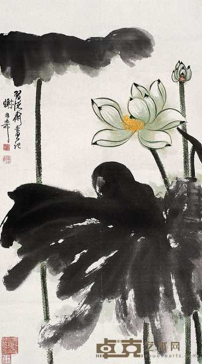 谢稚柳 荷花图 轴 85×44cm